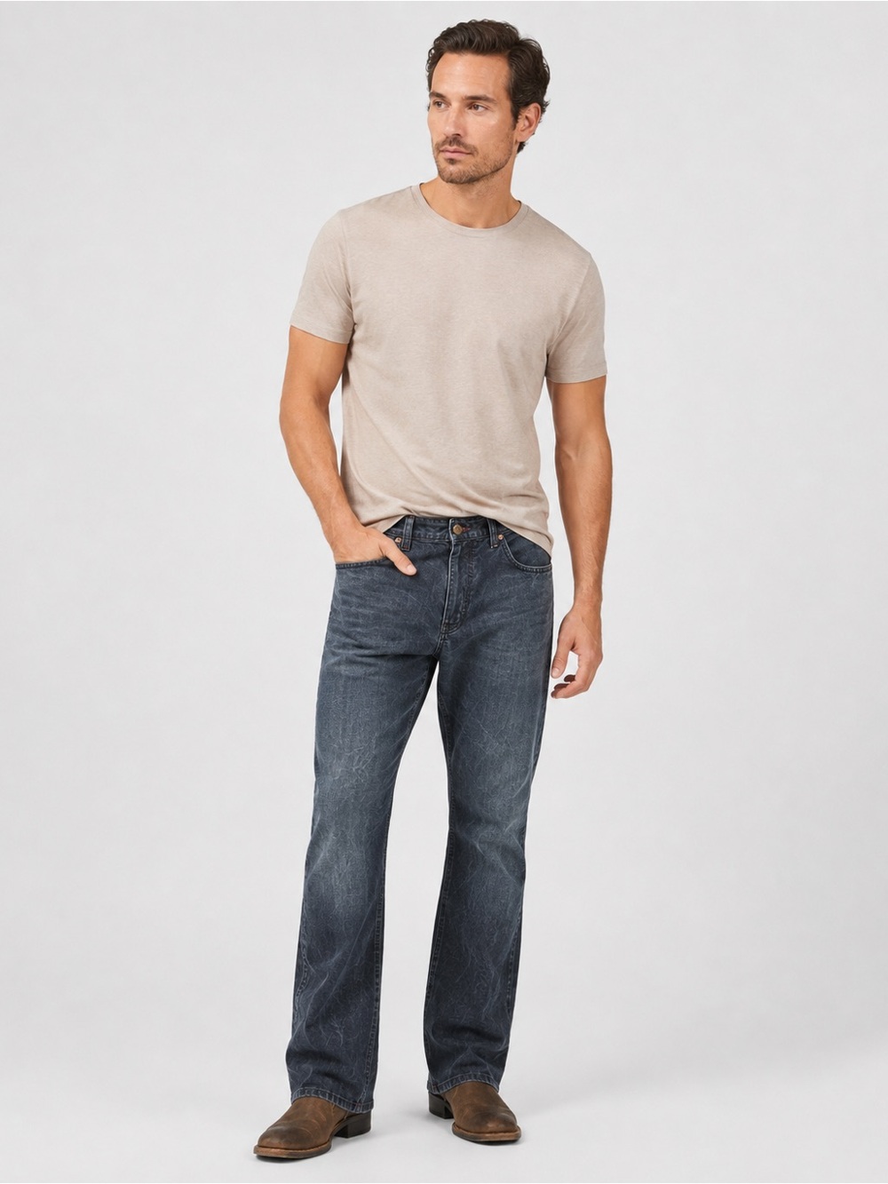 Robert Graham Blue Bootcut Jeans with Distressed Finish